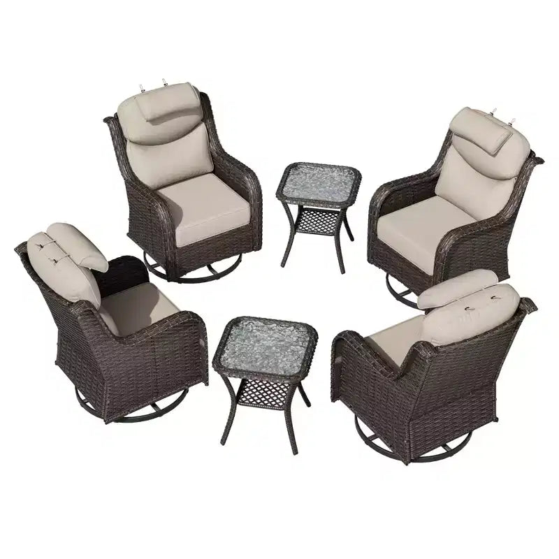 UPTIOT Outdoor Rocking Chair Set with Accent Tables for Patio Relaxation