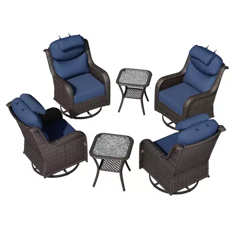 UPTIOT Outdoor-Schaukelstuhl-Set mit Beistelltischen zur Entspannung auf der Terrasse