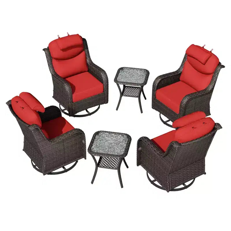 UPTIOT Outdoor-Schaukelstuhl-Set mit Beistelltischen zur Entspannung auf der Terrasse