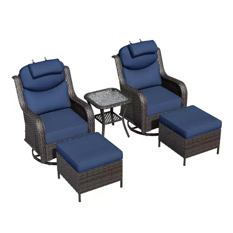 UPTIOT Outdoor-Schaukelstuhl-Set mit umwandelbarem Ottoman und Beistelltisch für entspannte Stunden auf der Terrasse