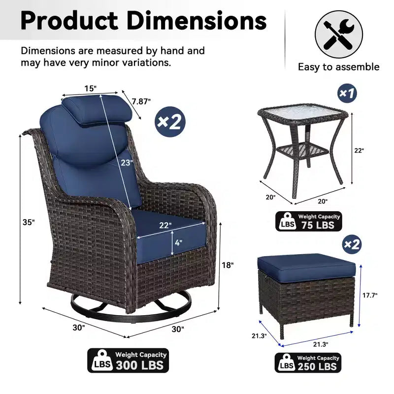 UPTIOT Outdoor-Schaukelstuhl-Set mit umwandelbarem Ottoman und Beistelltisch für entspannte Stunden auf der Terrasse