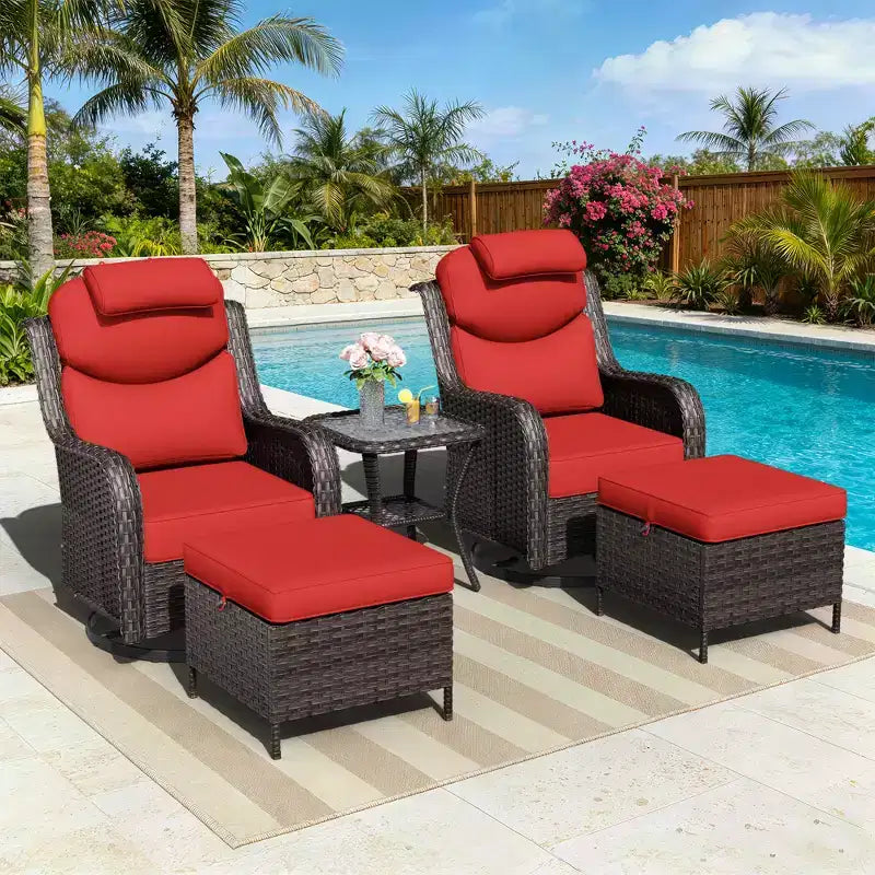 UPTIOT Outdoor-Schaukelstuhl-Set mit umwandelbarem Ottoman und Beistelltisch für entspannte Stunden auf der Terrasse