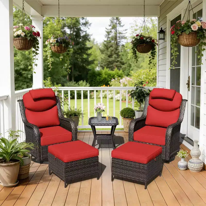 UPTIOT Outdoor-Schaukelstuhl-Set mit umwandelbarem Ottoman und Beistelltisch für entspannte Stunden auf der Terrasse