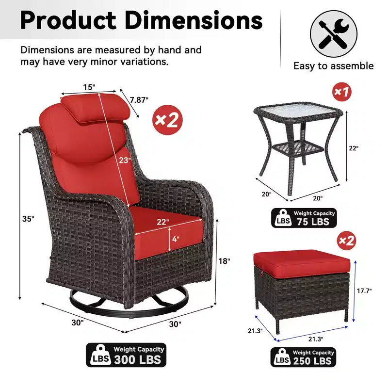 UPTIOT Outdoor-Schaukelstuhl-Set mit umwandelbarem Ottoman und Beistelltisch für entspannte Stunden auf der Terrasse