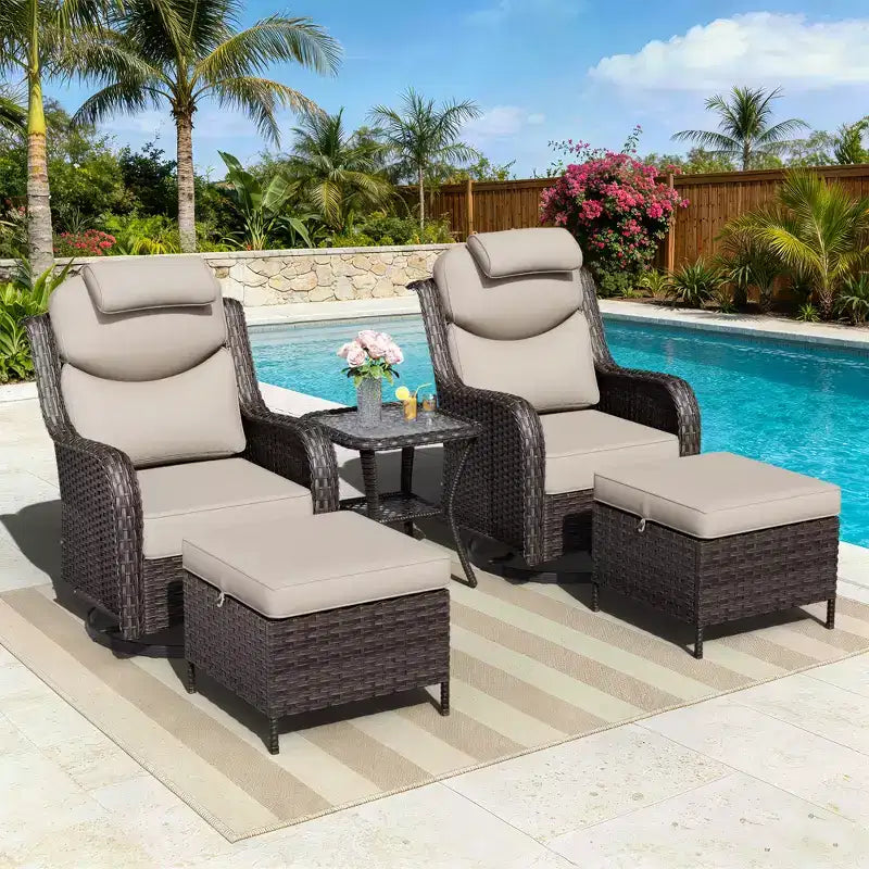 UPTIOT Outdoor-Schaukelstuhl-Set mit umwandelbarem Ottoman und Beistelltisch für entspannte Stunden auf der Terrasse