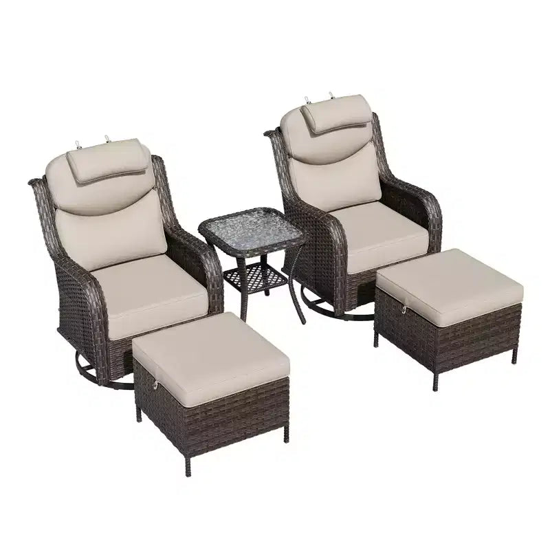 UPTIOT Outdoor-Schaukelstuhl-Set mit umwandelbarem Ottoman und Beistelltisch für entspannte Stunden auf der Terrasse
