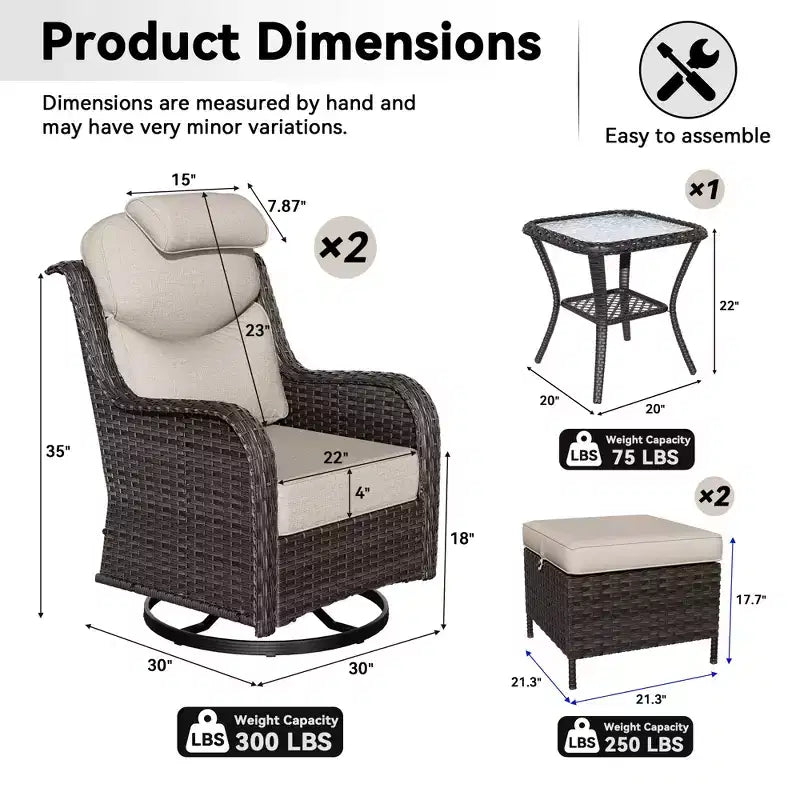 UPTIOT Outdoor-Schaukelstuhl-Set mit umwandelbarem Ottoman und Beistelltisch für entspannte Stunden auf der Terrasse