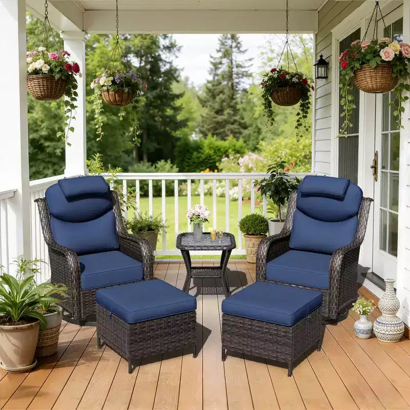 UPTIOT Outdoor-Schaukelstuhl-Set mit umwandelbarem Ottoman und Beistelltisch für entspannte Stunden auf der Terrasse