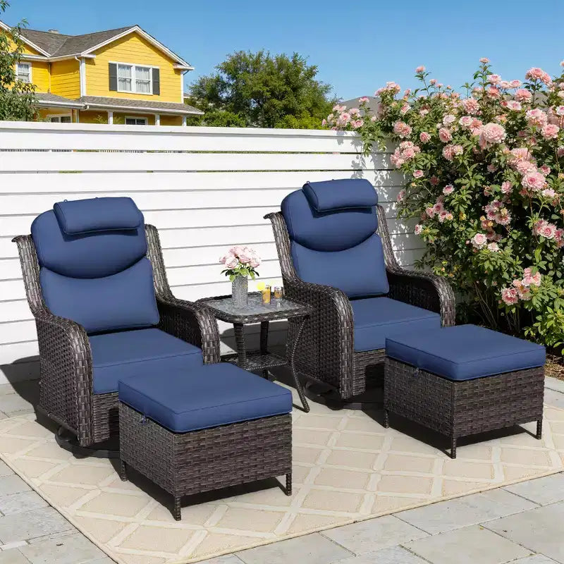 UPTIOT Outdoor-Schaukelstuhl-Set mit umwandelbarem Ottoman und Beistelltisch für entspannte Stunden auf der Terrasse