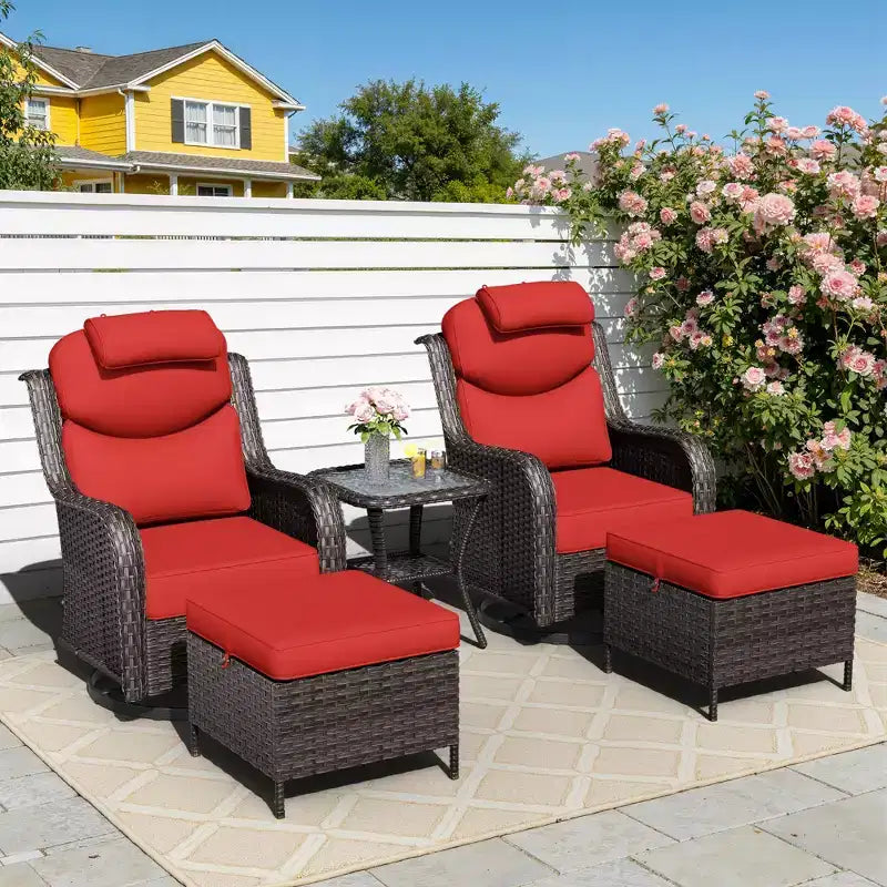 UPTIOT Outdoor-Schaukelstuhl-Set mit umwandelbarem Ottoman und Beistelltisch für entspannte Stunden auf der Terrasse