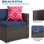 Acekool 5-teiliges Rattan-Terrassen-Sofa-Set, modulares Outdoor-Möbel mit Kissen, für Garten, Terrasse, Poolbereich