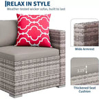 Acekool 5-teiliges Rattan-Terrassen-Sofa-Set, modulares Outdoor-Möbel mit Kissen, für Garten, Terrasse, Poolbereich