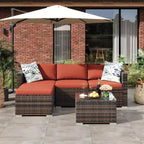 Acekool 5-teiliges Rattan-Terrassen-Sofa-Set, modulares Outdoor-Möbel mit Kissen, für Garten, Terrasse, Poolbereich