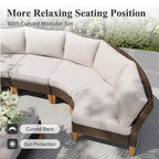 Captiva Designs 9-teiliges Garten-Halbmond-Sofa-Set aus Polyrattan mit gepolstertem Ottoman