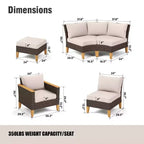 Captiva Designs 9-teiliges Garten-Halbmond-Sofa-Set aus Polyrattan mit gepolstertem Ottoman