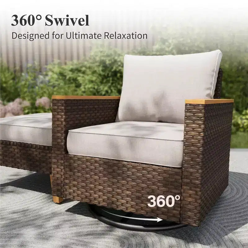 Captiva Designs 9-teiliges Garten-Halbmond-Sofa-Set aus Polyrattan mit gepolstertem Ottoman