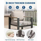 5-teiliges Terrassenmöbel-Set aus Aluminium, modulare Gesprächsgarnitur mit dicken, waschbaren Kissen und Couchtisch für Deck und Terrasse – Beige