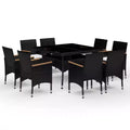 vidaXL Dining Set Black and brown Poly rattan Large Removable Covers