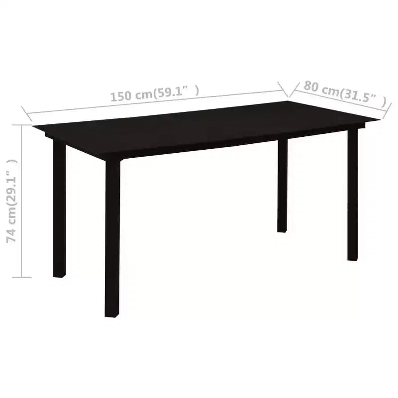 vidaXL Essgruppe Schwarz Polyrattan, pulverbeschichteter Stahl, Glas