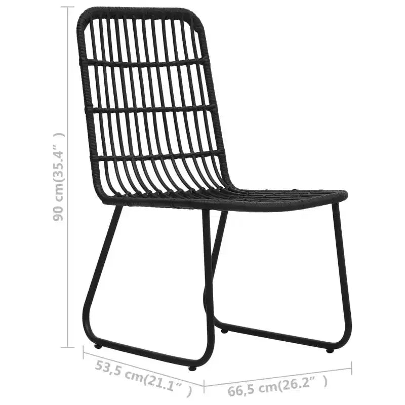vidaXL Essgruppe Schwarz Polyrattan, pulverbeschichteter Stahl, Glas
