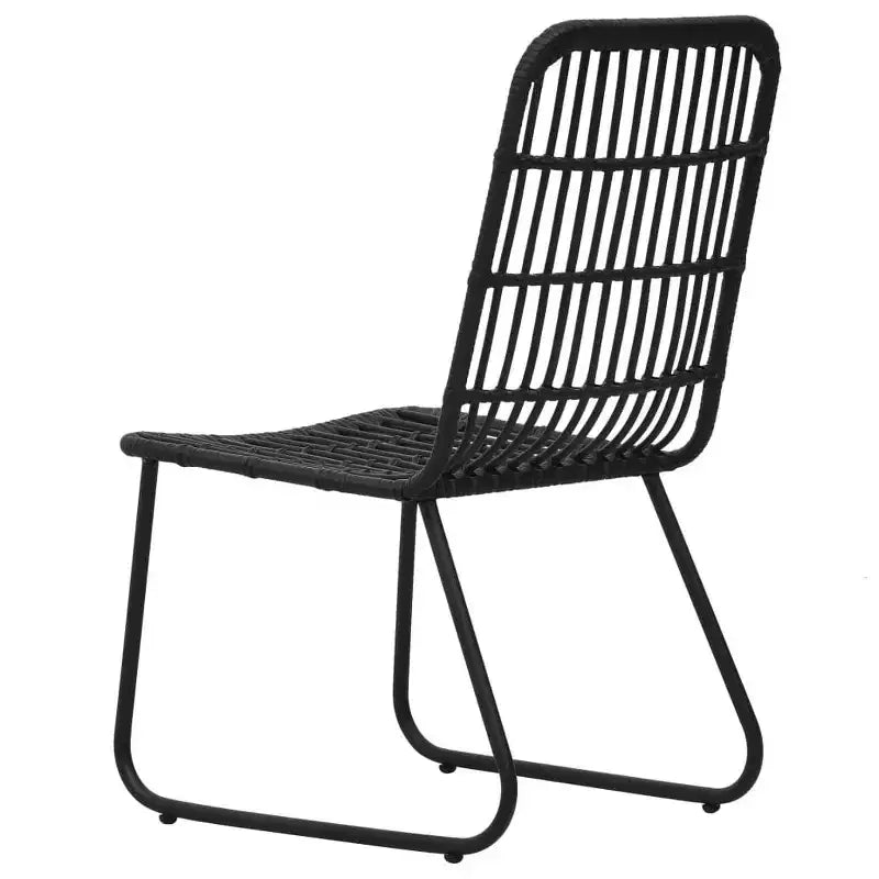 vidaXL Essgruppe Schwarz Polyrattan, pulverbeschichteter Stahl, Glas