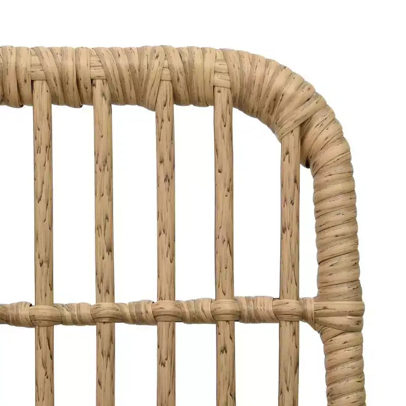 vidaXL Essgarnitur Eiche und schwarzes Polyrattan, pulverbeschichteter Stahl, Glas