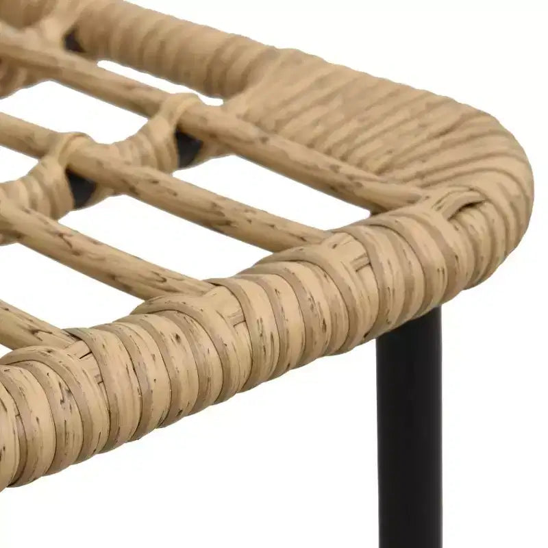 vidaXL Essgarnitur Eiche und schwarzes Polyrattan, pulverbeschichteter Stahl, Glas