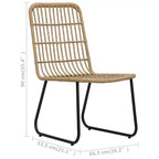 vidaXL Essgarnitur Eiche und schwarzes Polyrattan, pulverbeschichteter Stahl, Glas