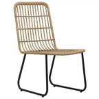 vidaXL Essgarnitur Eiche und schwarzes Polyrattan, pulverbeschichteter Stahl, Glas