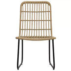 vidaXL Essgarnitur Eiche und schwarzes Polyrattan, pulverbeschichteter Stahl, Glas