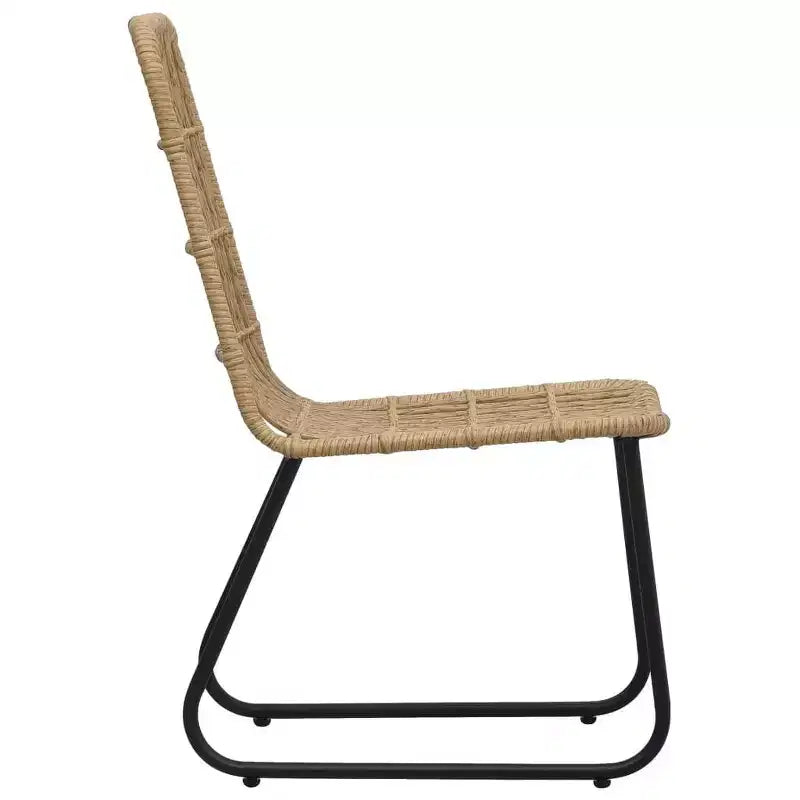 vidaXL Essgarnitur Eiche und schwarzes Polyrattan, pulverbeschichteter Stahl, Glas