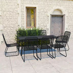 vidaXL Essgruppe Schwarz Polyrattan, pulverbeschichteter Stahl, Glas Groß