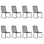 vidaXL Essgruppe Schwarz Polyrattan, pulverbeschichteter Stahl, Glas Groß