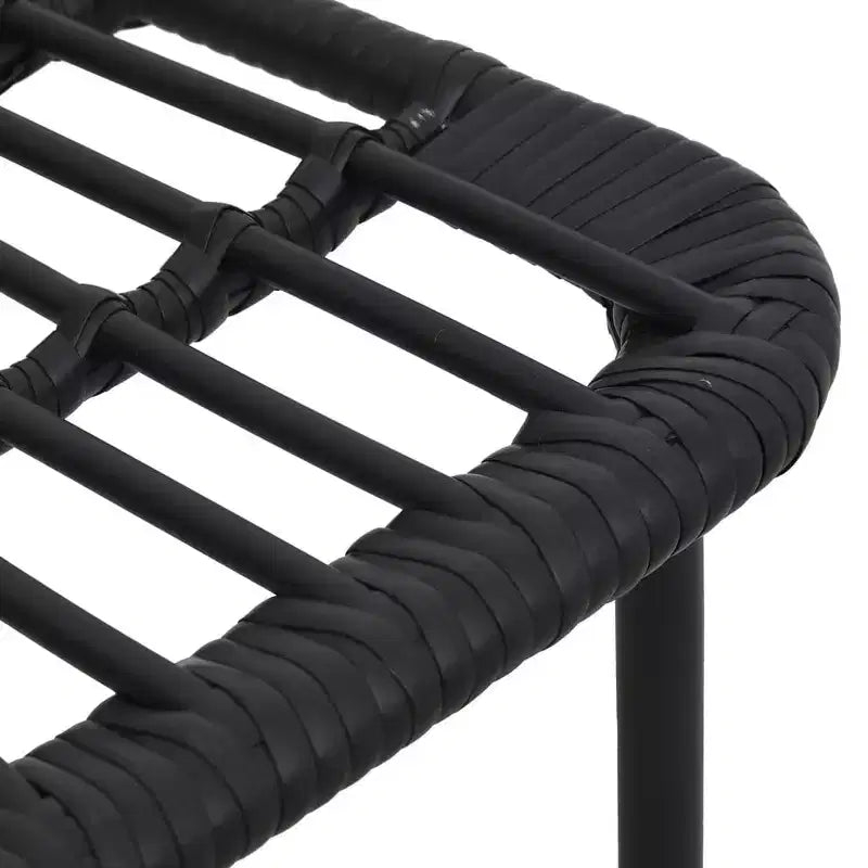 vidaXL Essgruppe Schwarz Polyrattan, pulverbeschichteter Stahl, Glas Groß