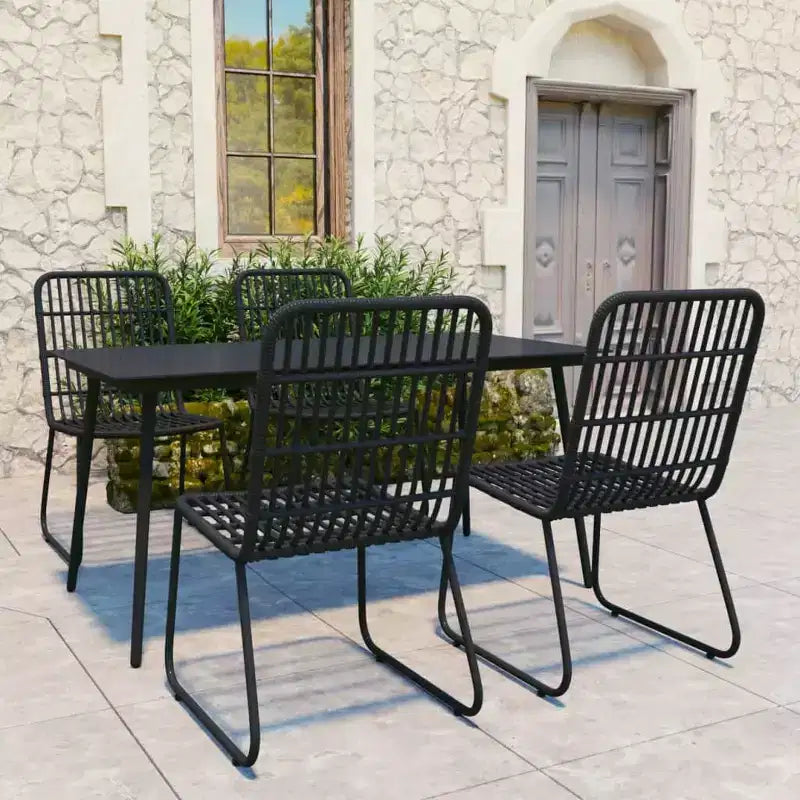 vidaXL Essgruppe Schwarz Polyrattan Groß Stapelbar Outdoor-Essgruppe