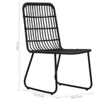 vidaXL Essgruppe Schwarz Polyrattan Groß Stapelbar Outdoor-Essgruppe
