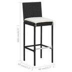 vidaXL Garten-Bar-Set Schwarz PE-Rattan, pulverbeschichteter Stahl, Polyester