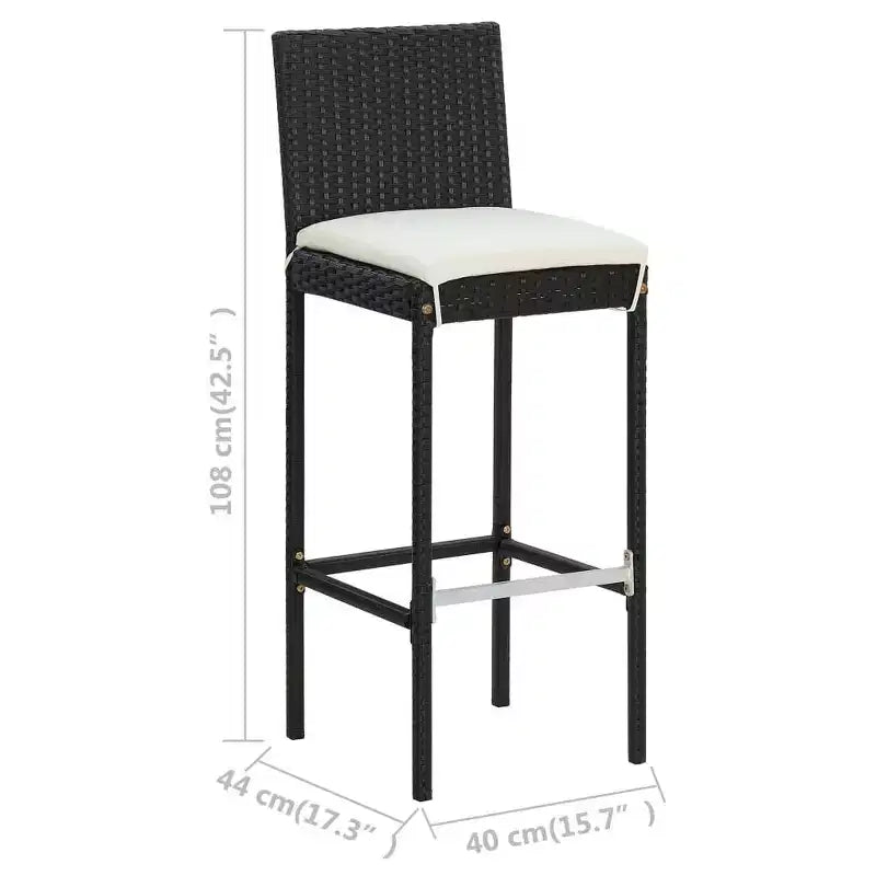 vidaXL Garten-Bar-Set Schwarz PE-Rattan, pulverbeschichteter Stahl, Polyester