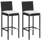 vidaXL Garten-Bar-Set Schwarz PE-Rattan, pulverbeschichteter Stahl, Polyester