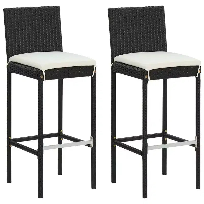 vidaXL Garten-Bar-Set Schwarz PE-Rattan, pulverbeschichteter Stahl, Polyester