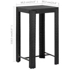 vidaXL Garten-Bar-Set Schwarz PE-Rattan, pulverbeschichteter Stahl, Polyester