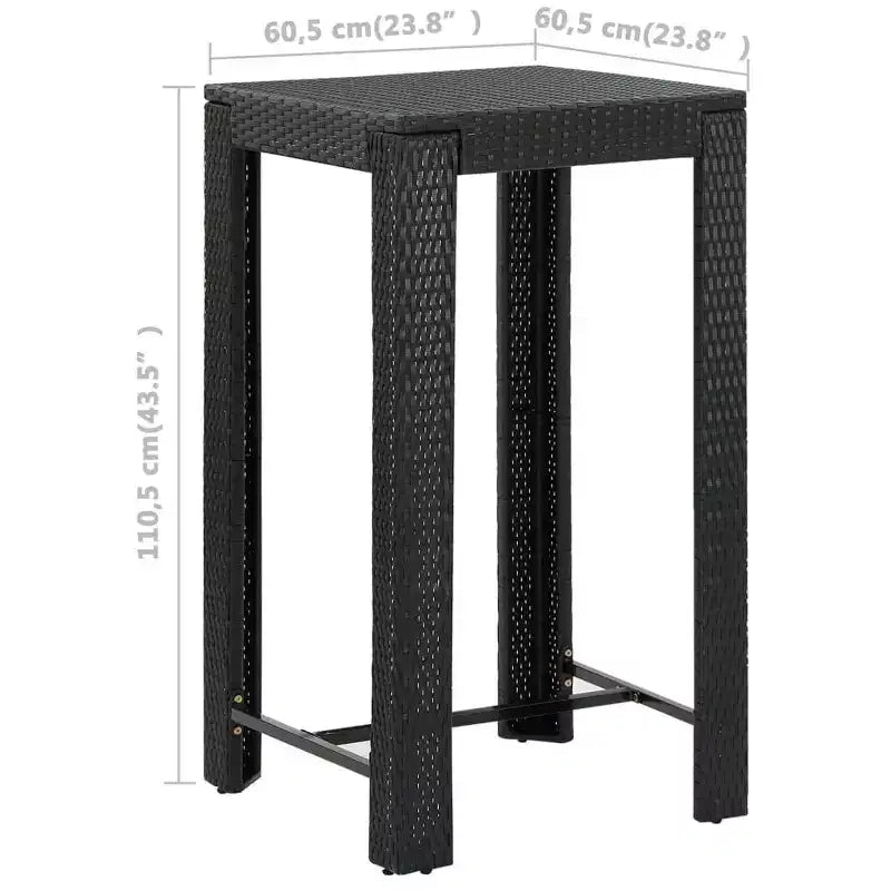 vidaXL Garten-Bar-Set Schwarz PE-Rattan, pulverbeschichteter Stahl, Polyester
