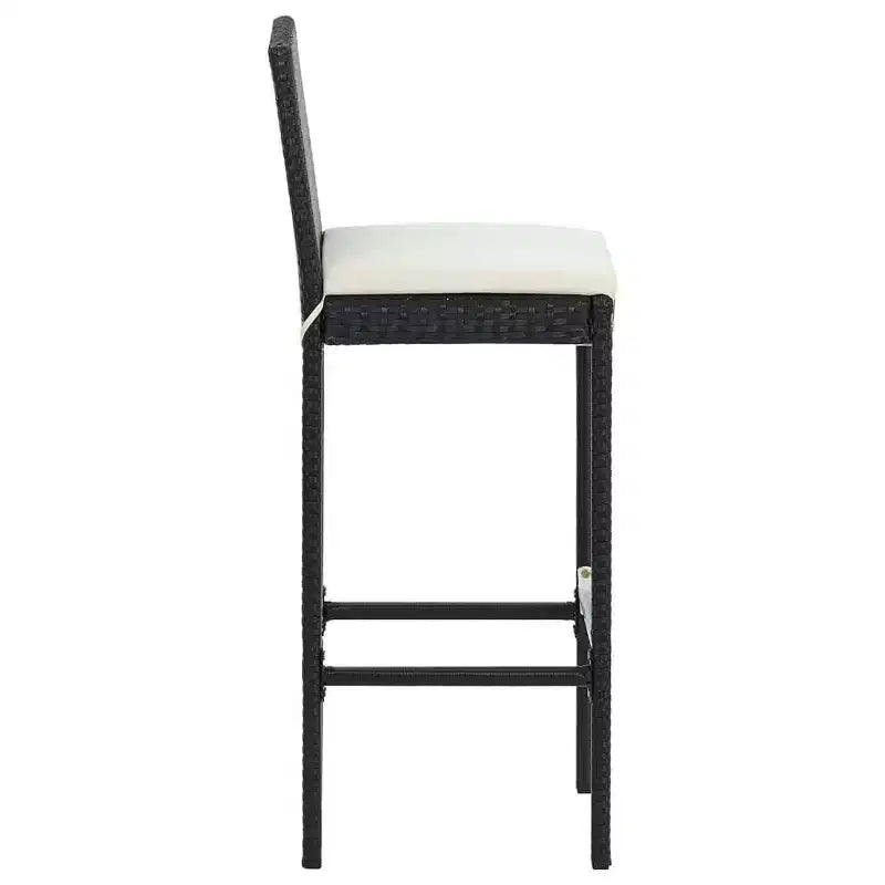 vidaXL Garten-Bar-Set Schwarz PE-Rattan, pulverbeschichteter Stahl, Polyester