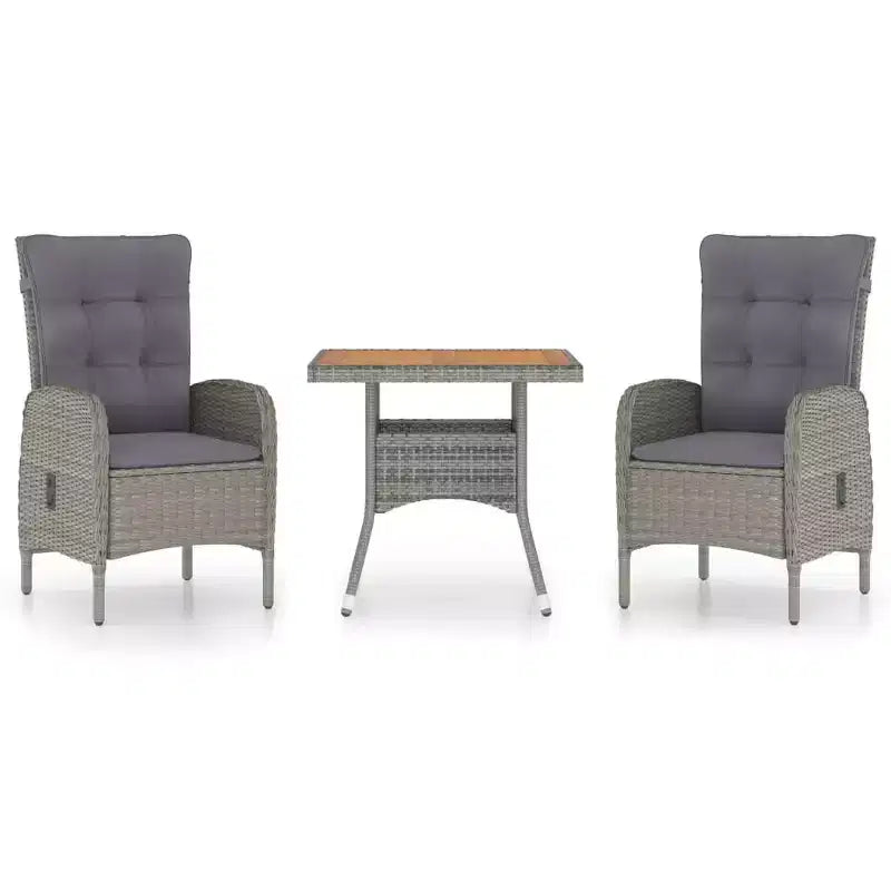 vidaXL Garden Dining Set Grey Poly Rattan Medium Seats Many