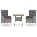 vidaXL Garden Dining Set Grey Poly Rattan Medium Seats Many