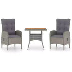 vidaXL Garden Dining Set Grey Poly Rattan Medium Seats Many