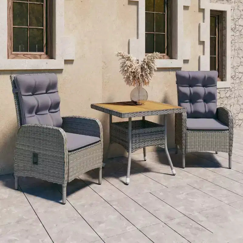 vidaXL Garten-Essgruppe Grau Polyrattan Mittel Groß Viele Sitzplätze