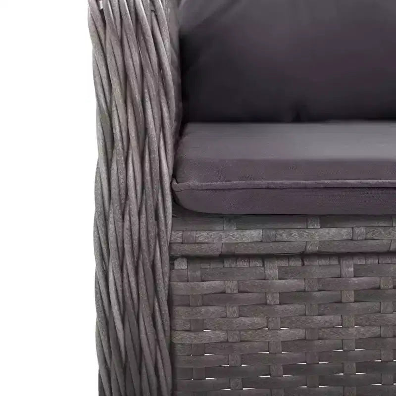 vidaXL Garten-Essgruppe Grau Polyrattan Mittel Groß Viele Sitzplätze