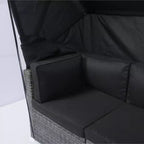 GDFStudio Solio Modernes 7-teiliges Garten-Sofa-Set aus Eisen und PE-Rattan mit ausziehbarem Sonnendach und waschbaren Kissen