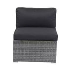GDFStudio Solio Modernes 7-teiliges Garten-Sofa-Set aus Eisen und PE-Rattan mit ausziehbarem Sonnendach und waschbaren Kissen